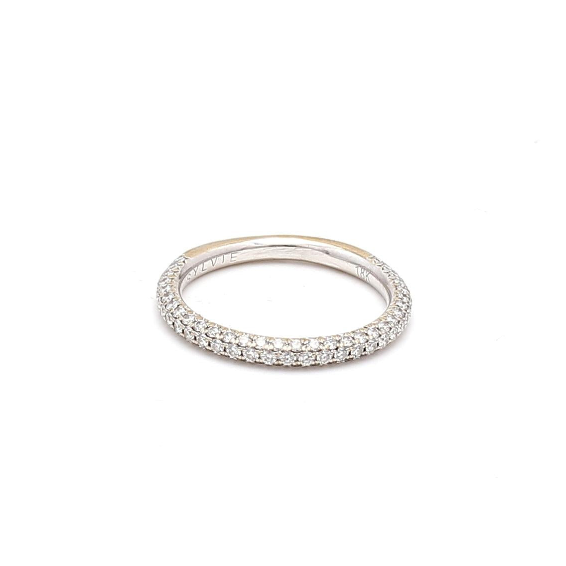 0.50 Carat Round Brilliant I SI1 Diamond 18 Karat White Gold Wedding Band Ring