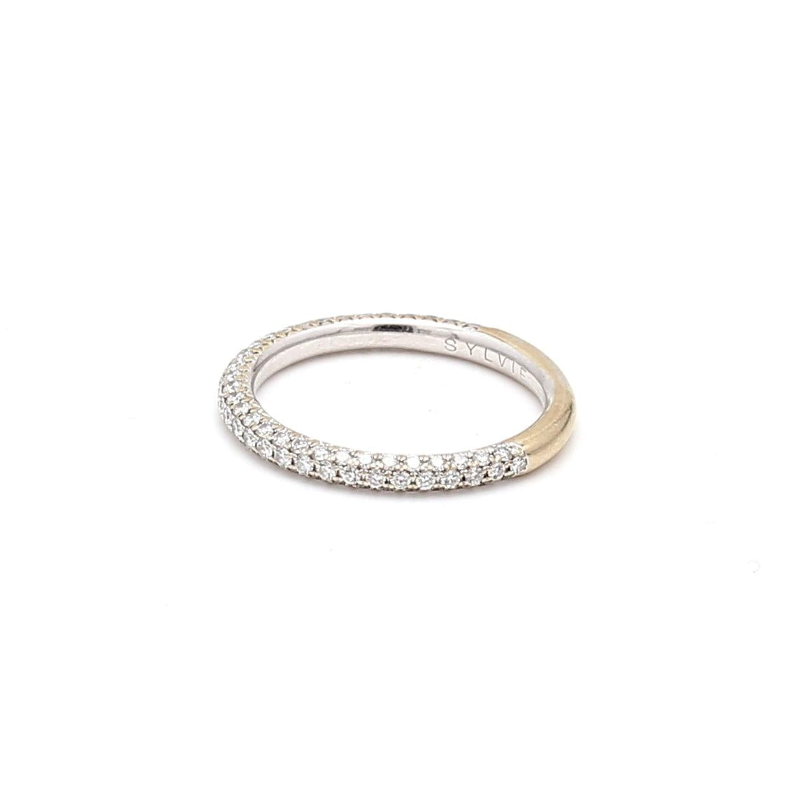 0.50 Carat Round Brilliant I SI1 Diamond 18 Karat White Gold Wedding Band Ring