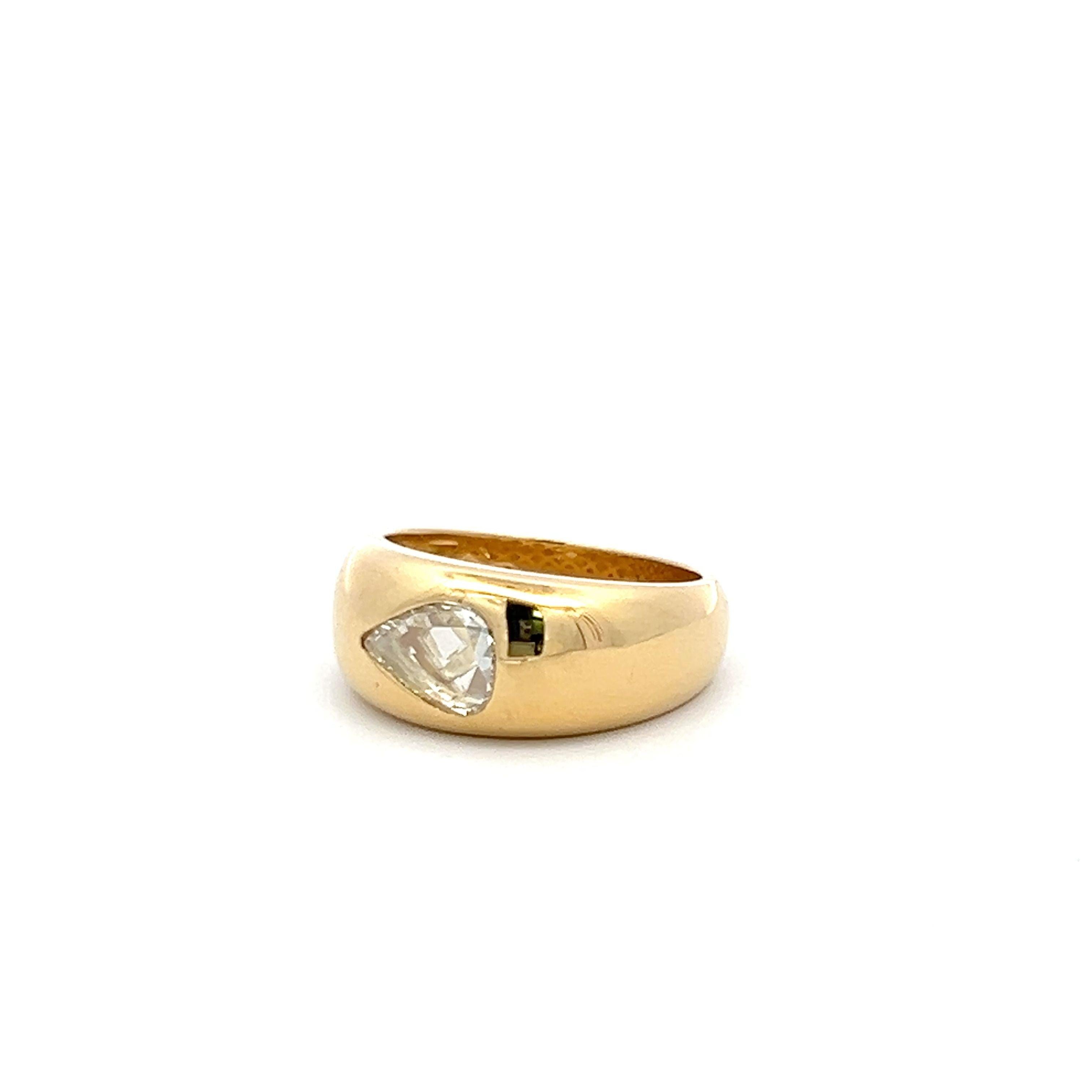 0.56 Carat Rose Cut Diamond 18 Karat Yellow Gold Engagement Ring