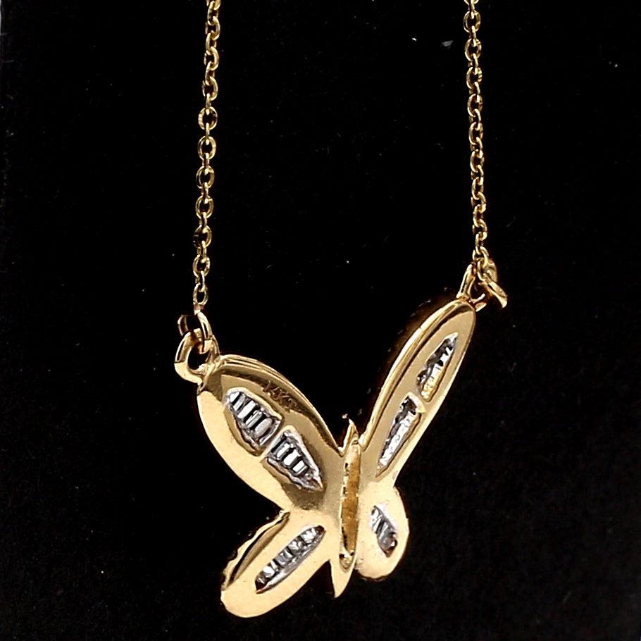 0.75 Carat Baguette Shape H VS2 Diamond 14 Karat Yellow Gold Pendant Necklace