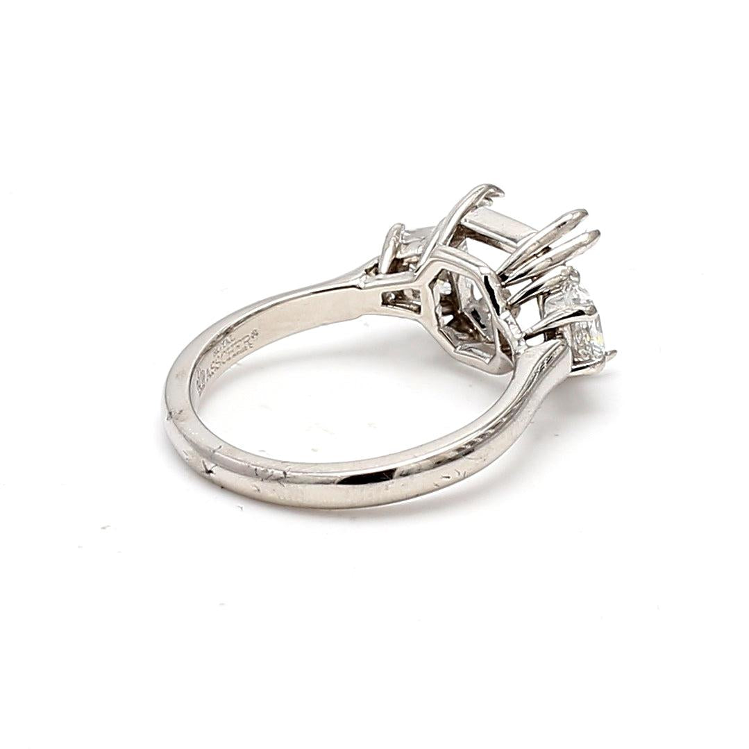 0.78 Carat Trapezoid Shape F-E VS2 Diamond Platinum Semi Mount Ring