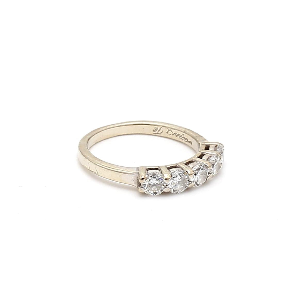 0.80 Carat Round Brilliant H SI1 Diamond 14 Karat White Gold Band Ring