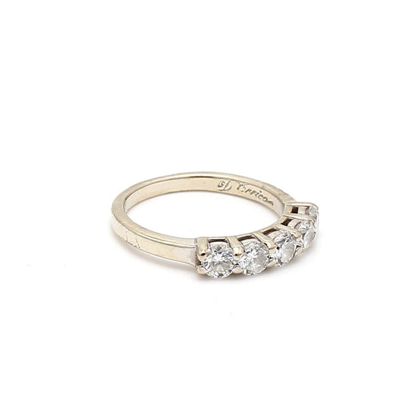0.80 Carat Round Brilliant H SI1 Diamond 14 Karat White Gold Band Ring