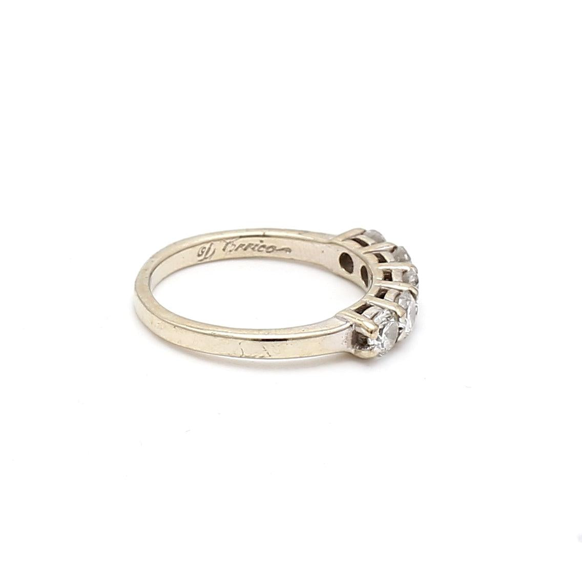 0.80 Carat Round Brilliant H SI1 Diamond 14 Karat White Gold Band Ring