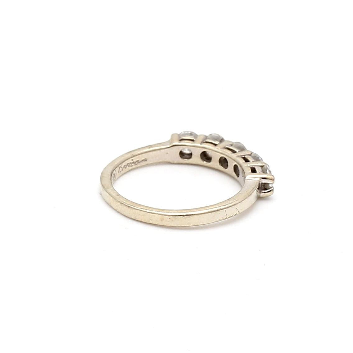 0.80 Carat Round Brilliant H SI1 Diamond 14 Karat White Gold Band Ring