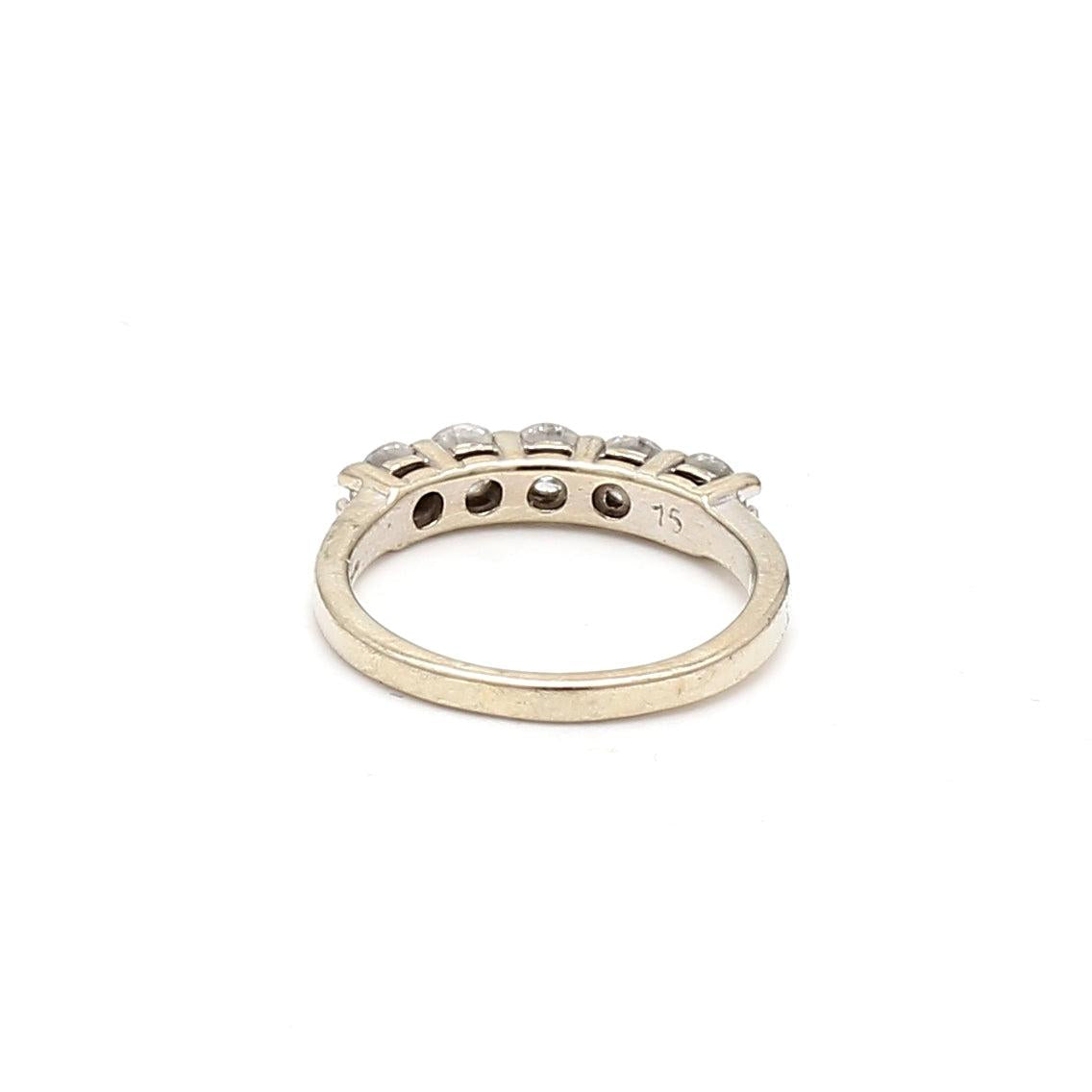 0.80 Carat Round Brilliant H SI1 Diamond 14 Karat White Gold Band Ring