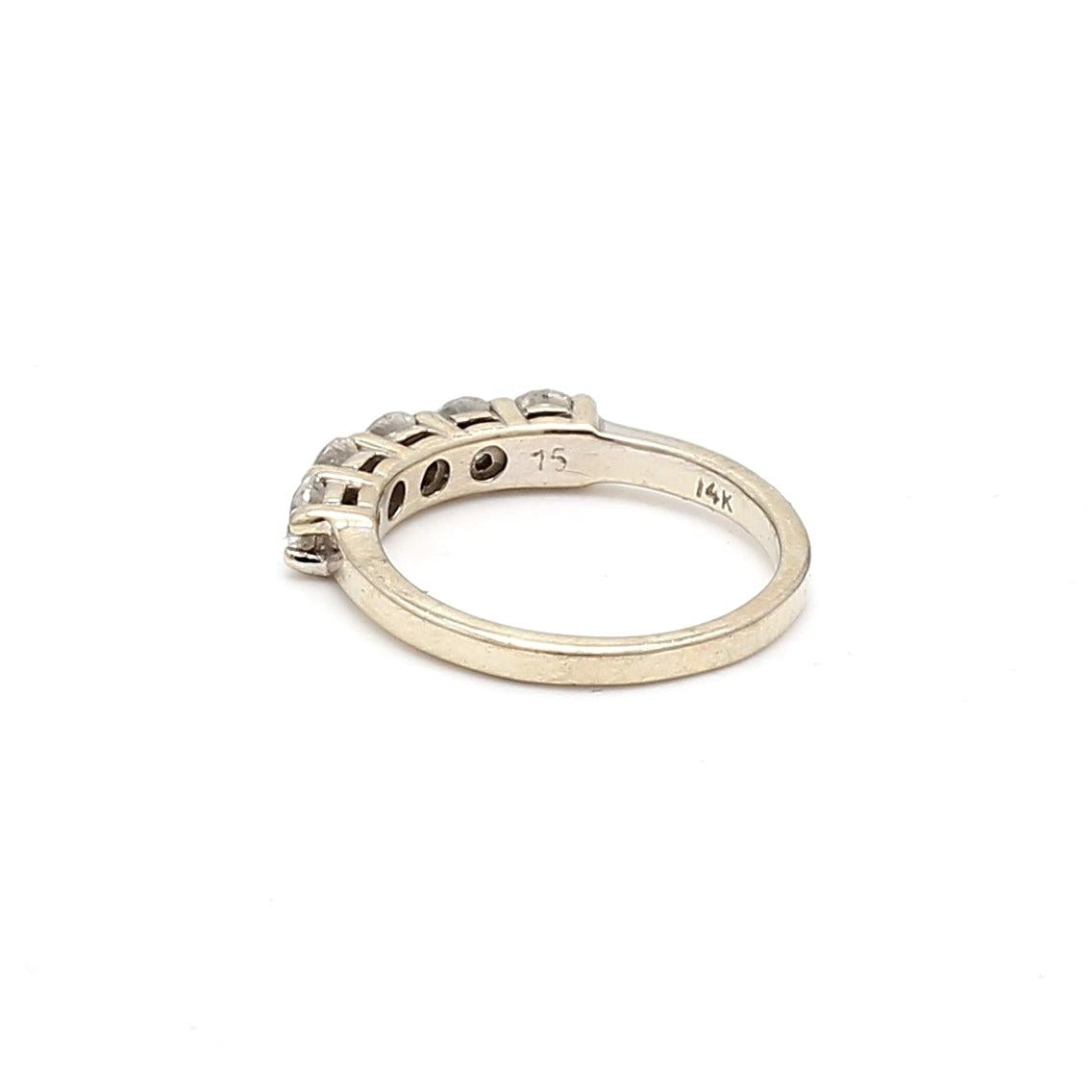 0.80 Carat Round Brilliant H SI1 Diamond 14 Karat White Gold Band Ring