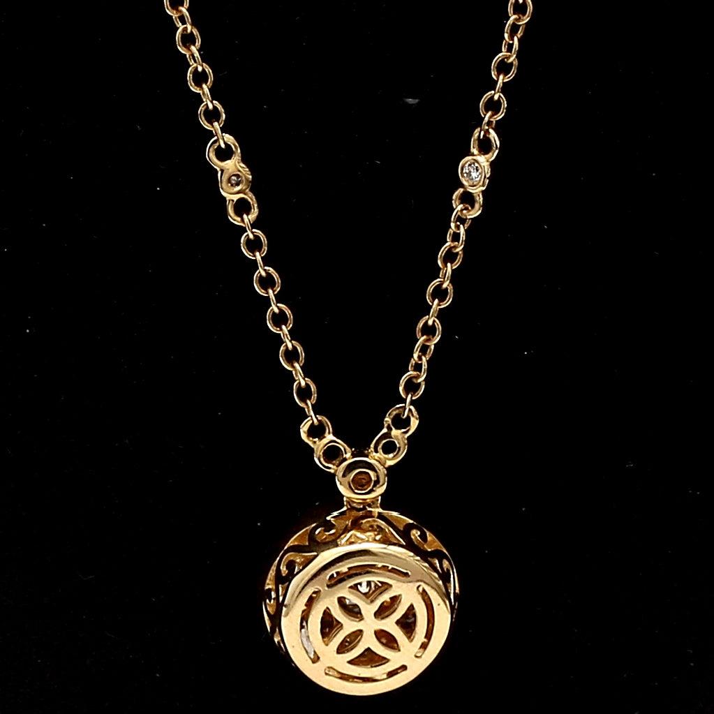 0.85 Carat Round Brilliant G VS2 Diamond 14 Karat Yellow Gold Pendant Necklace