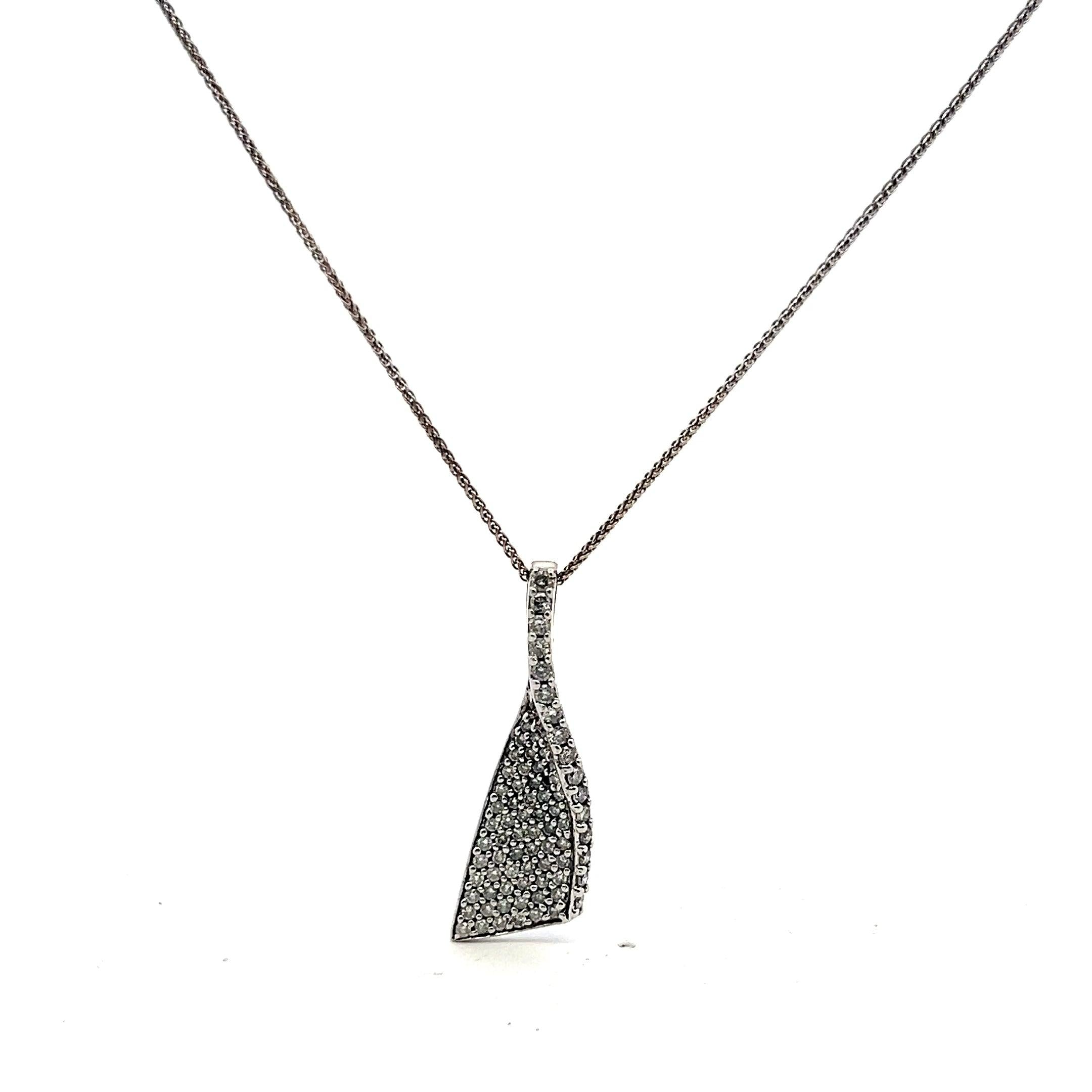 0.89 Carat Round Brilliant I I1 Diamond 14 Karat White Gold Pendant Necklace