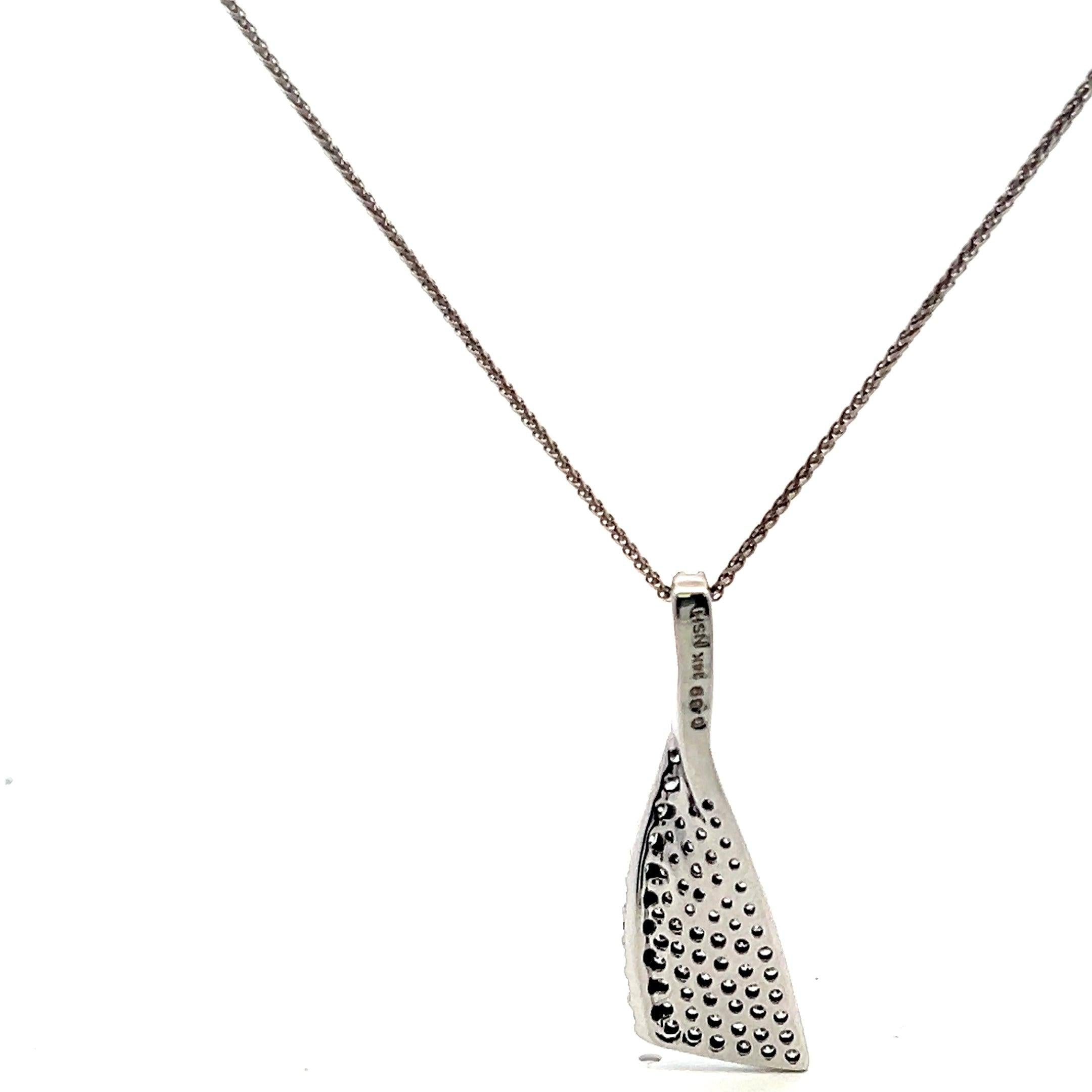 0.89 Carat Round Brilliant I I1 Diamond 14 Karat White Gold Pendant Necklace