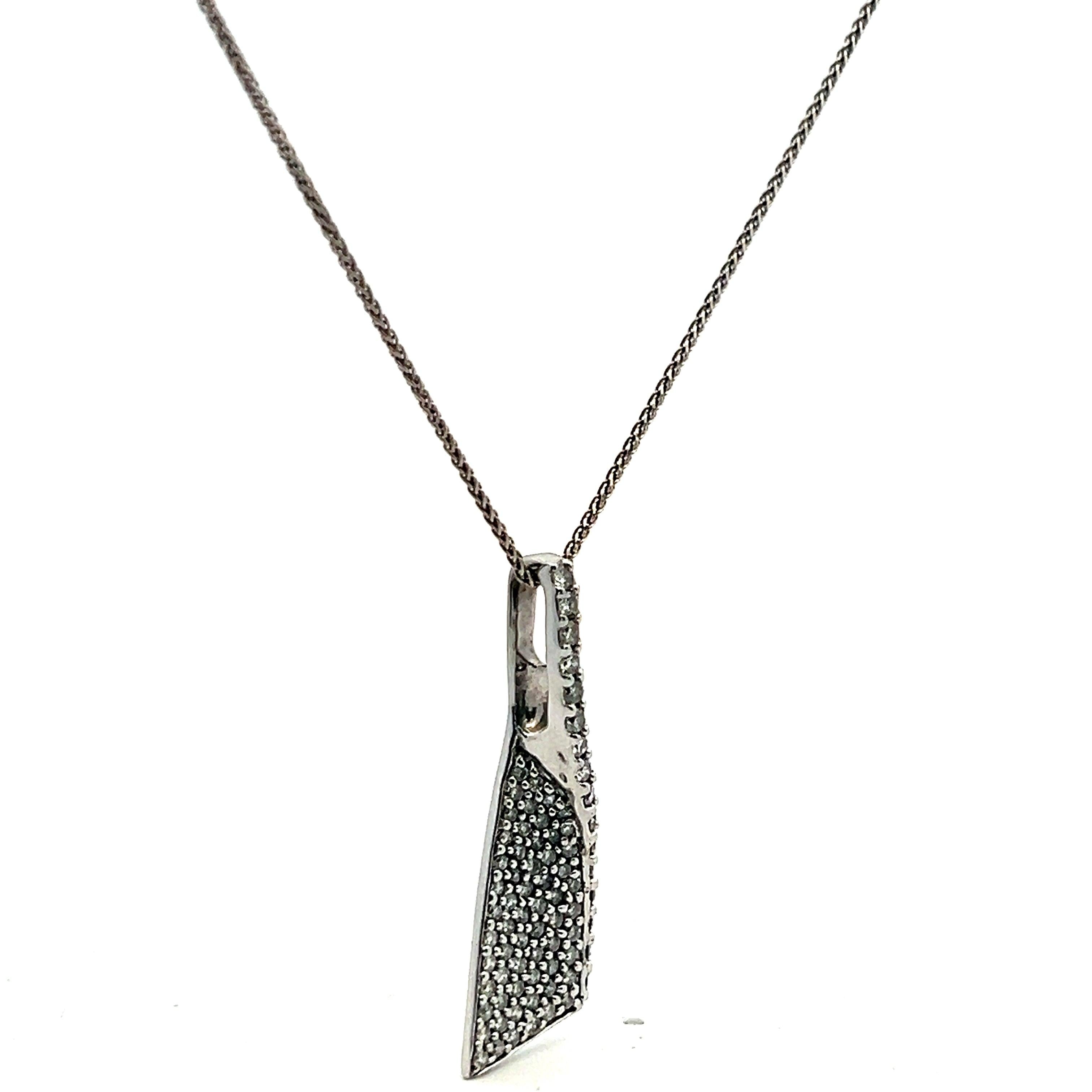 0.89 Carat Round Brilliant I I1 Diamond 14 Karat White Gold Pendant Necklace