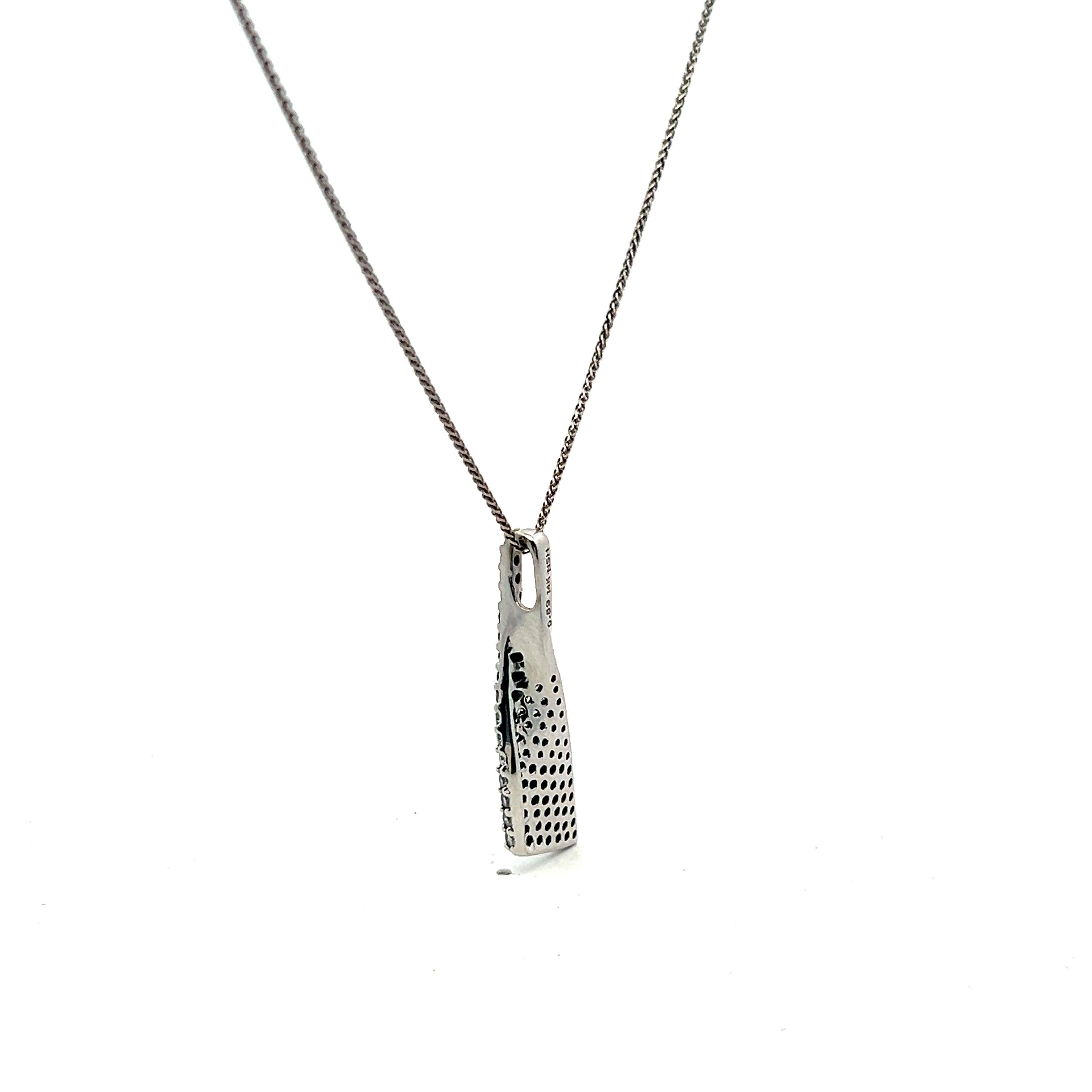 0.89 Carat Round Brilliant I I1 Diamond 14 Karat White Gold Pendant Necklace