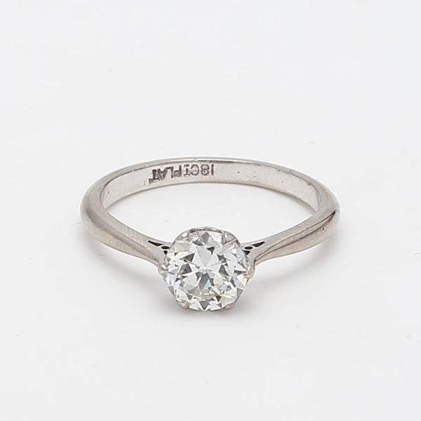 1.00 Carat Circular Brilliant Cut H SI1 Diamond Platinum Engagement Ring