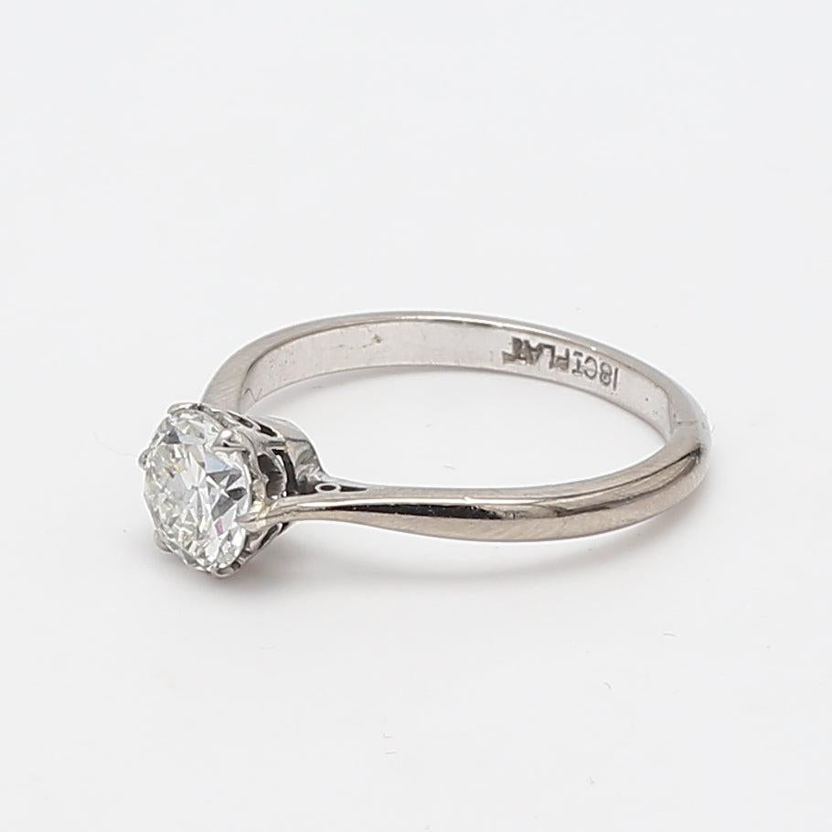 1.00 Carat Circular Brilliant Cut H SI1 Diamond Platinum Engagement Ring