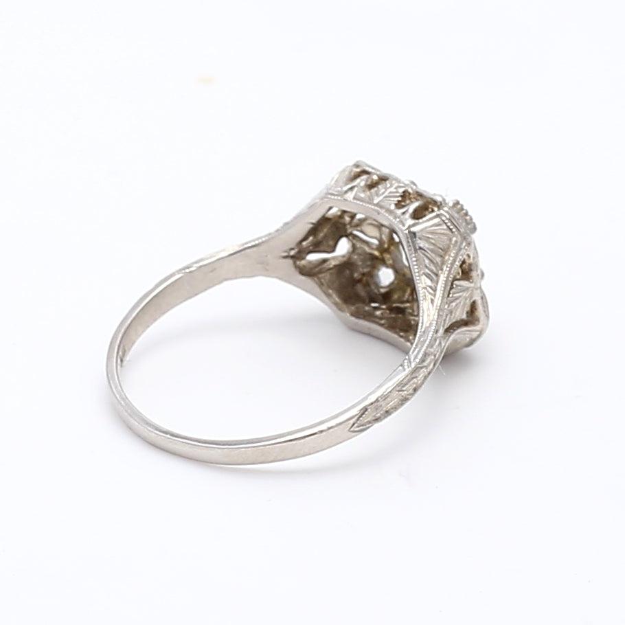 1.00 Carat Old European Cut K VS2 Diamond Platinum Wedding Ring