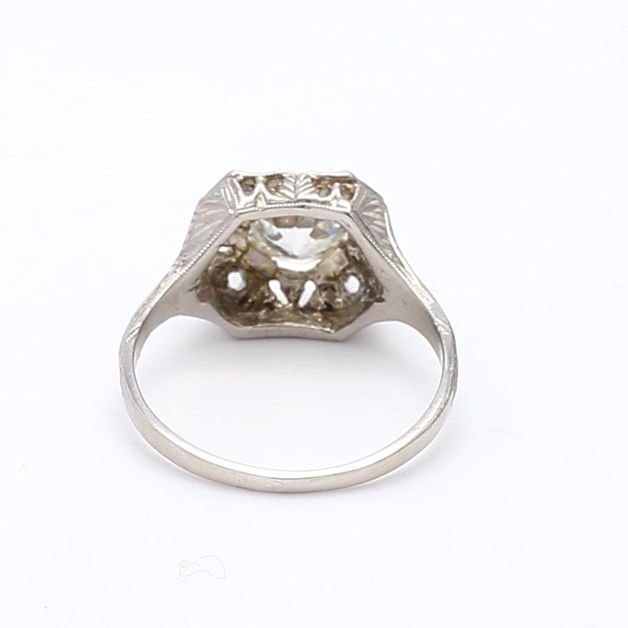1.00 Carat Old European Cut K VS2 Diamond Platinum Wedding Ring