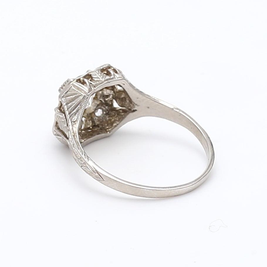 1.00 Carat Old European Cut K VS2 Diamond Platinum Wedding Ring