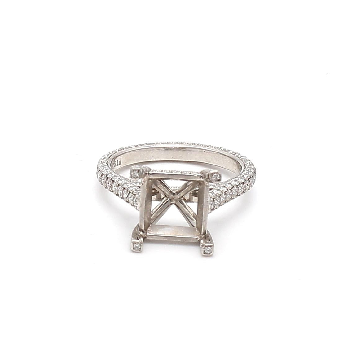 1.00 Carat Round Brilliant I SI1 Diamond Platinum Semi Mount Ring