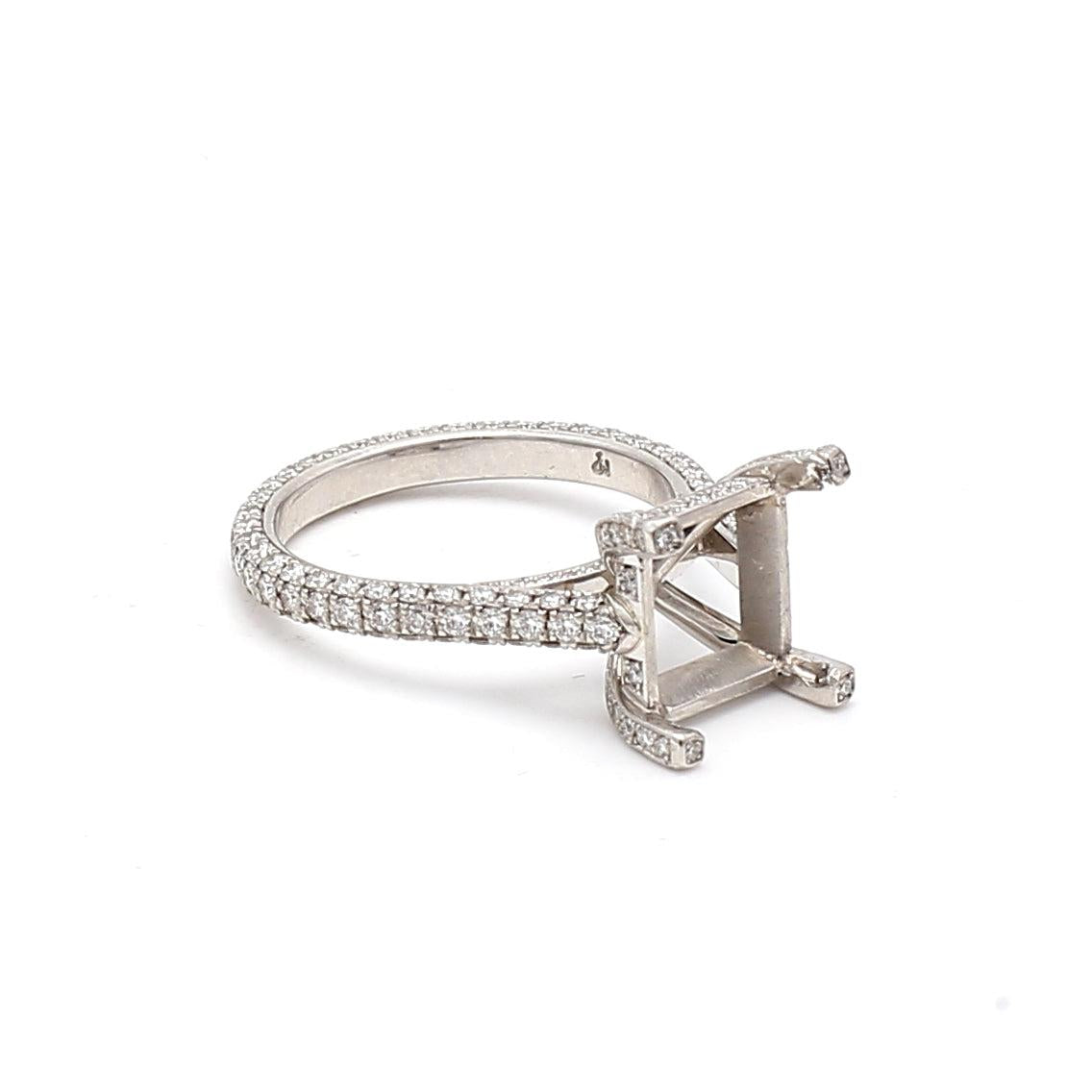 1.00 Carat Round Brilliant I SI1 Diamond Platinum Semi Mount Ring