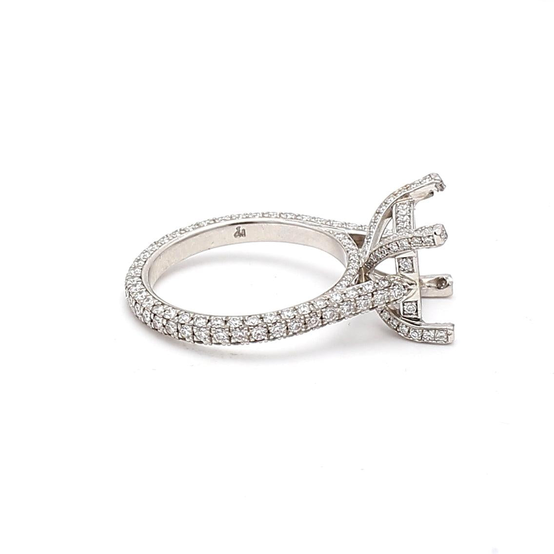 1.00 Carat Round Brilliant I SI1 Diamond Platinum Semi Mount Ring
