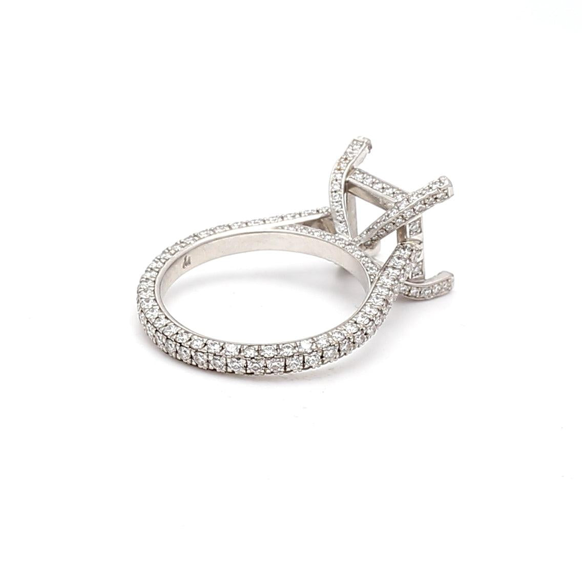 1.00 Carat Round Brilliant I SI1 Diamond Platinum Semi Mount Ring