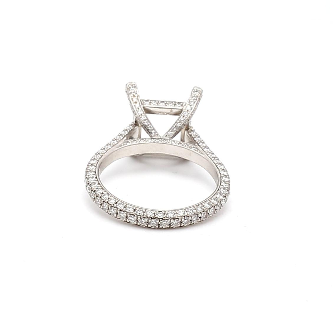 1.00 Carat Round Brilliant I SI1 Diamond Platinum Semi Mount Ring
