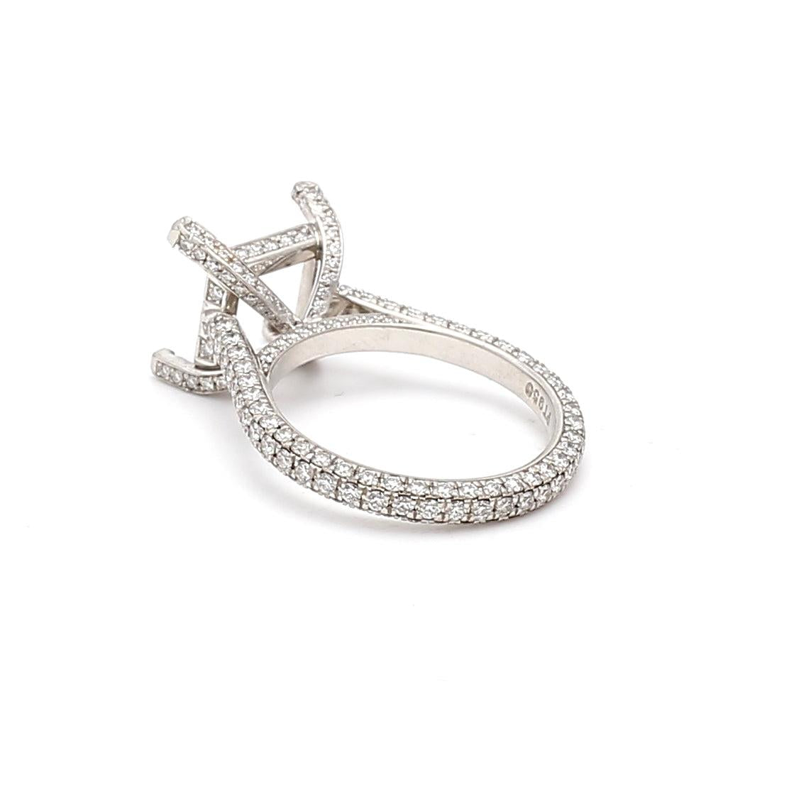 1.00 Carat Round Brilliant I SI1 Diamond Platinum Semi Mount Ring