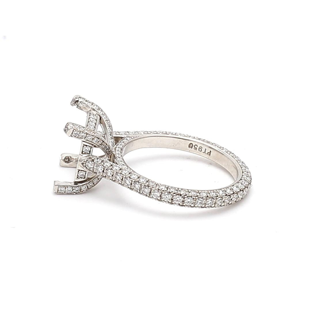 1.00 Carat Round Brilliant I SI1 Diamond Platinum Semi Mount Ring