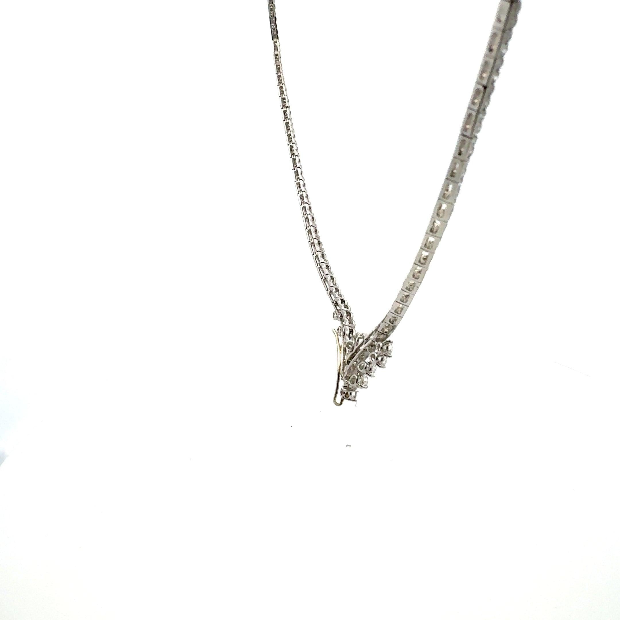 10.50ct Round Brilliant & Pear Shape Diamond Station Necklace in 18K White Gold