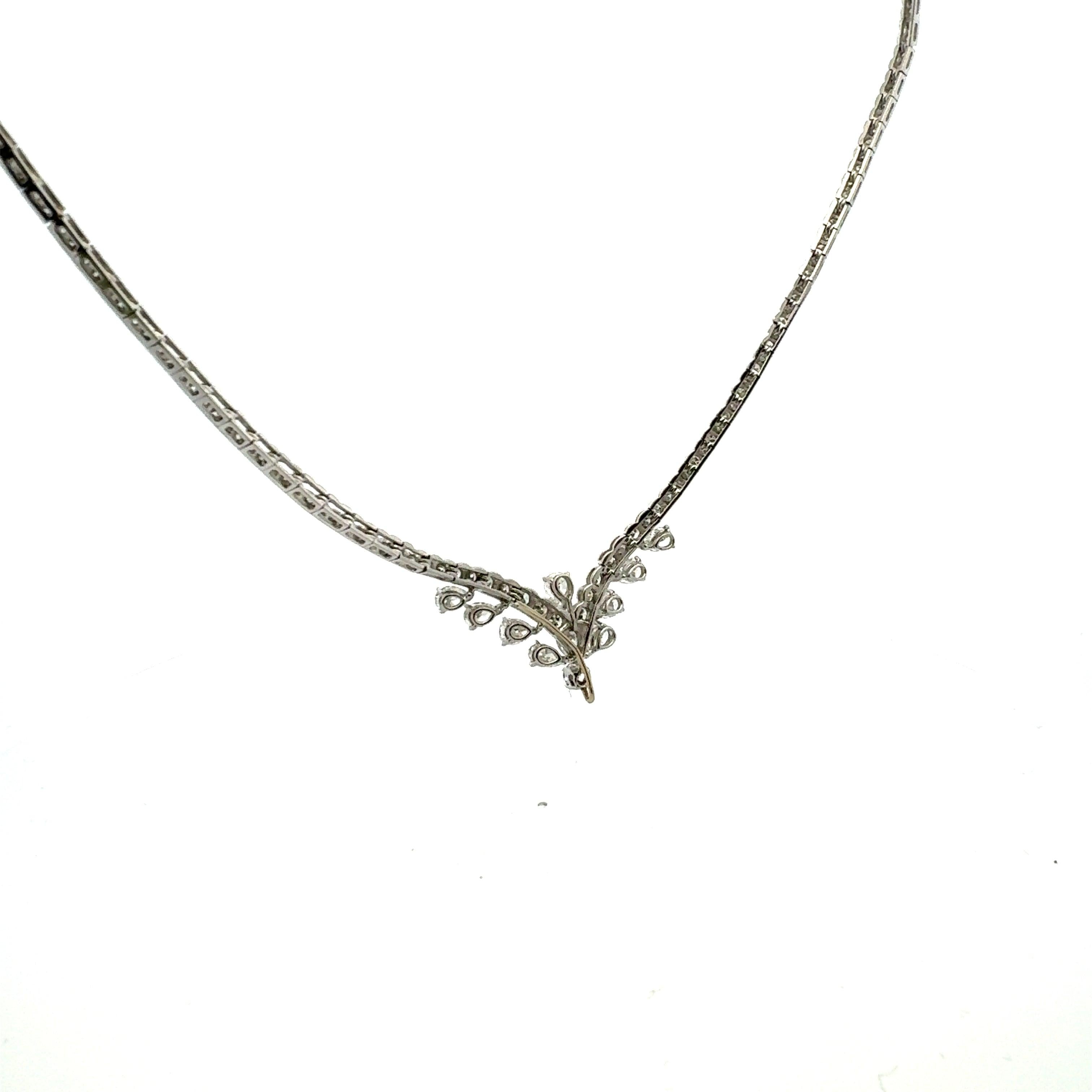 10.50ct Round Brilliant & Pear Shape Diamond Station Necklace in 18K White Gold