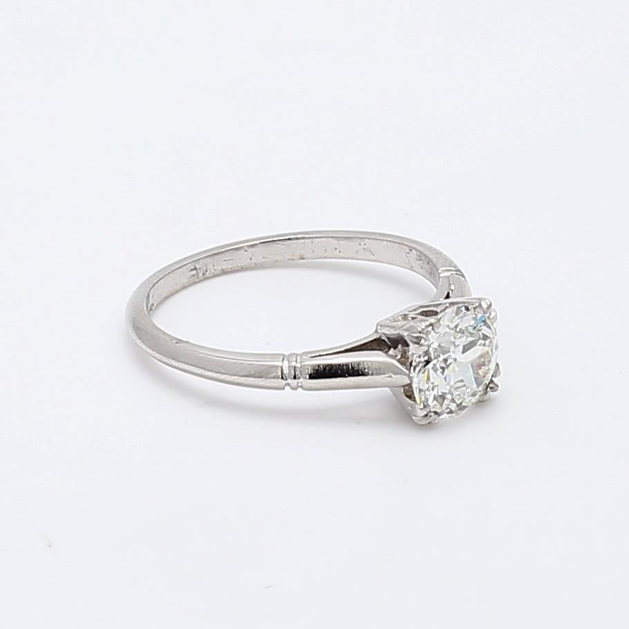 1.08 Carat Circular Brilliant Cut Shape I-VS1 Diamond Platinum Engagement Ring
