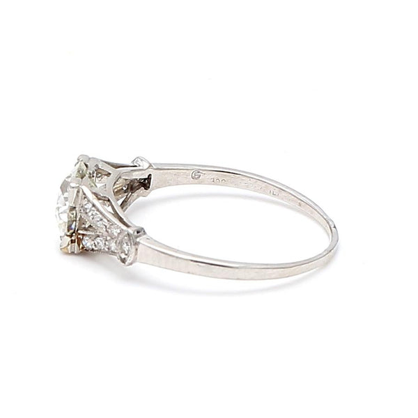 1.10 Carat Round Brilliant Shape J-VS1 Diamond Platinum Engagement Ring