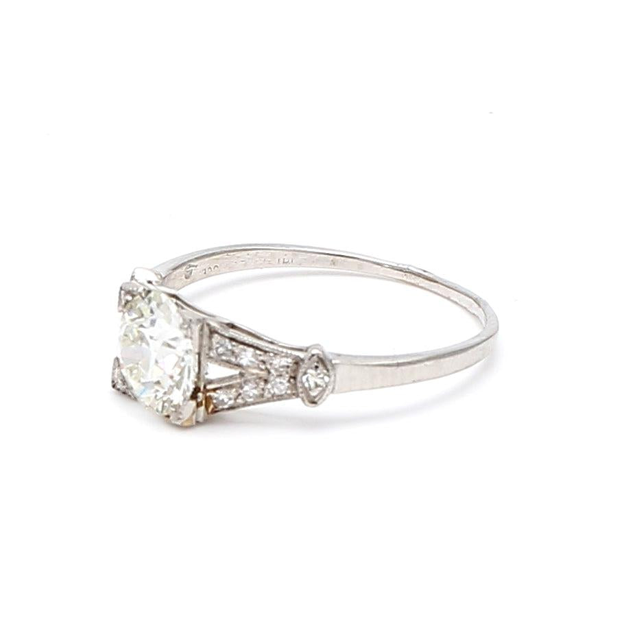 1.10 Carat Round Brilliant Shape J-VS1 Diamond Platinum Engagement Ring