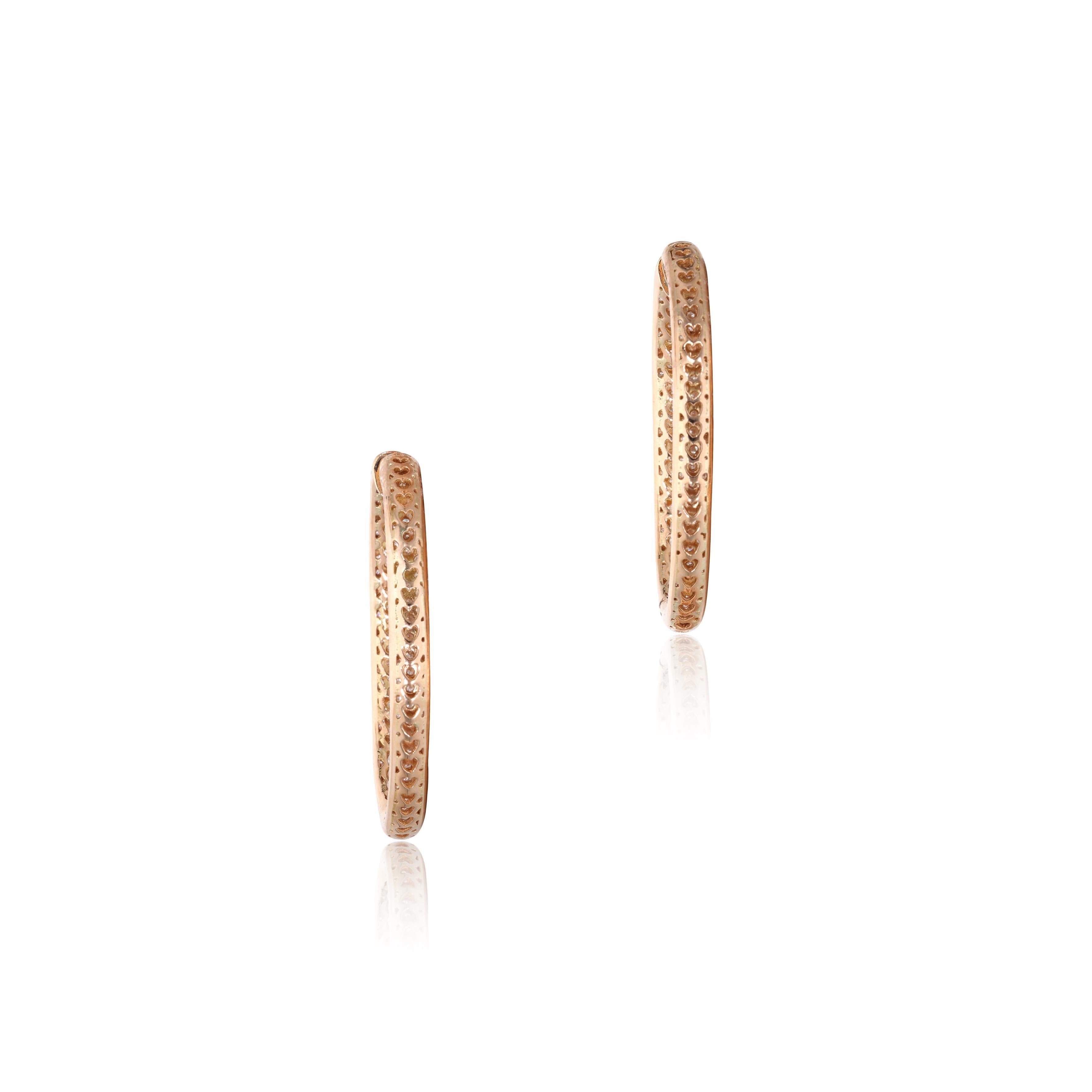 11.46 Carat Round Brilliant G VS1 Diamond 18 Karat Rose Gold Hoop Earring