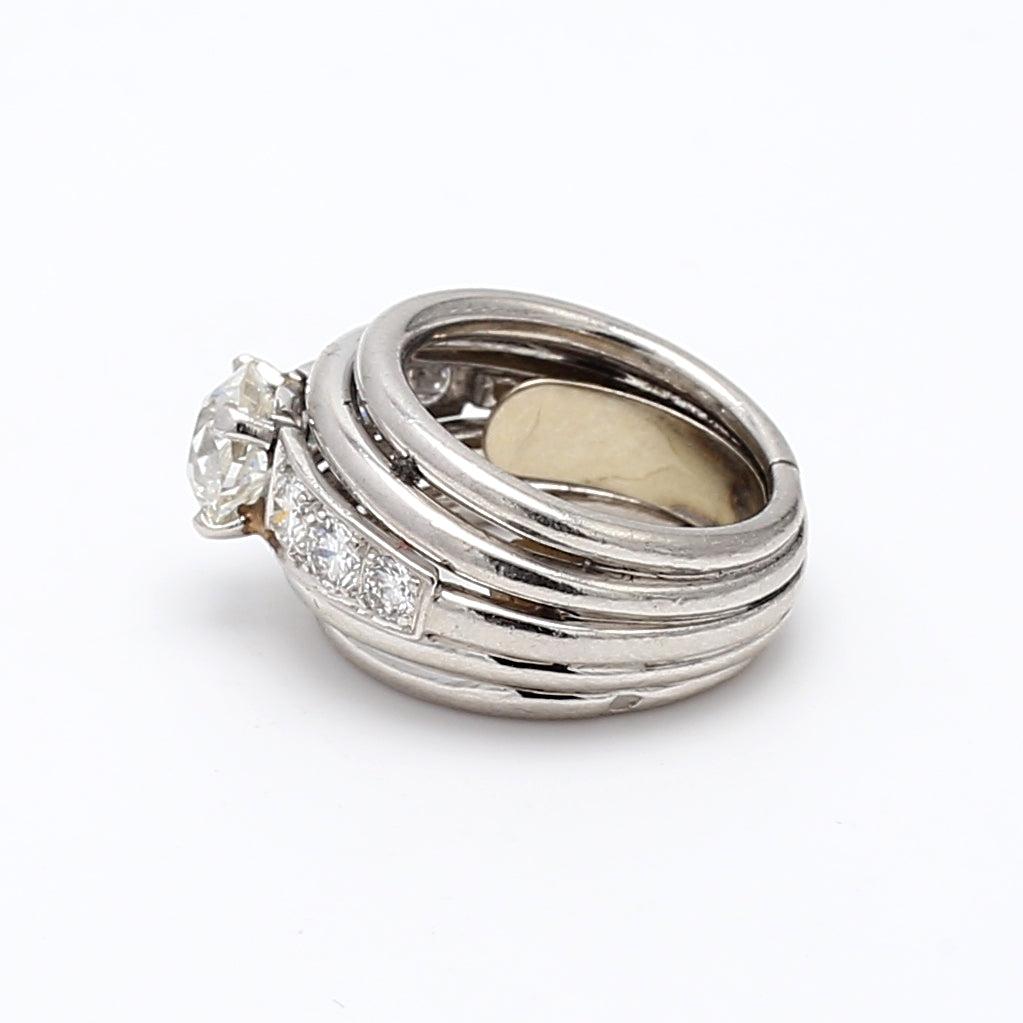 1.16 Carat Old European Cut I SI2 Diamond Platinum Wedding Ring