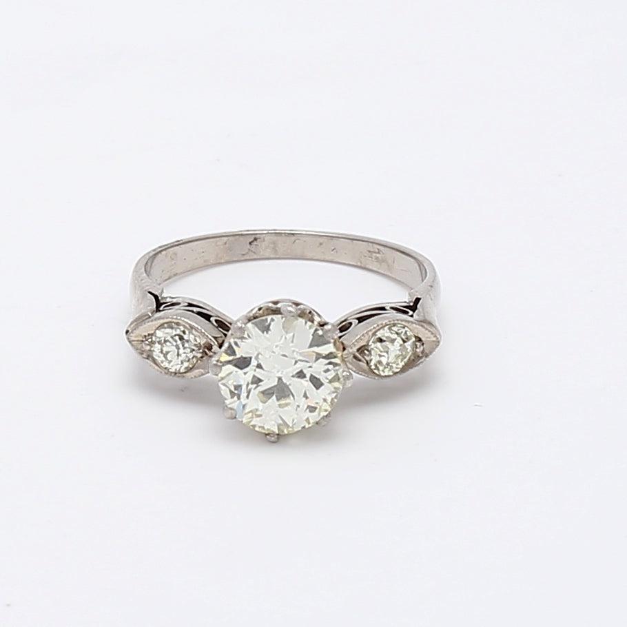 1.20 Carat Old Minor Cut K-VS1 Diamond Platinum Three-Stone Ring