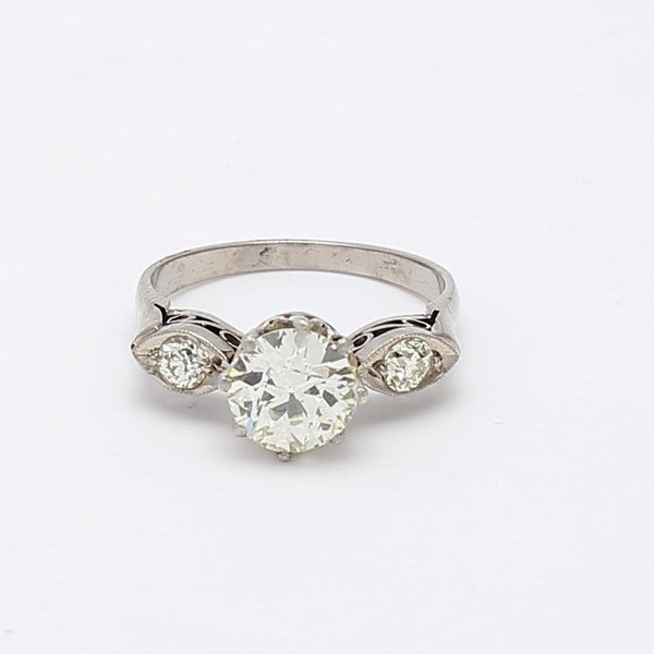 1.20 Carat Old Minor Cut K-VS1 Diamond Platinum Three-Stone Ring