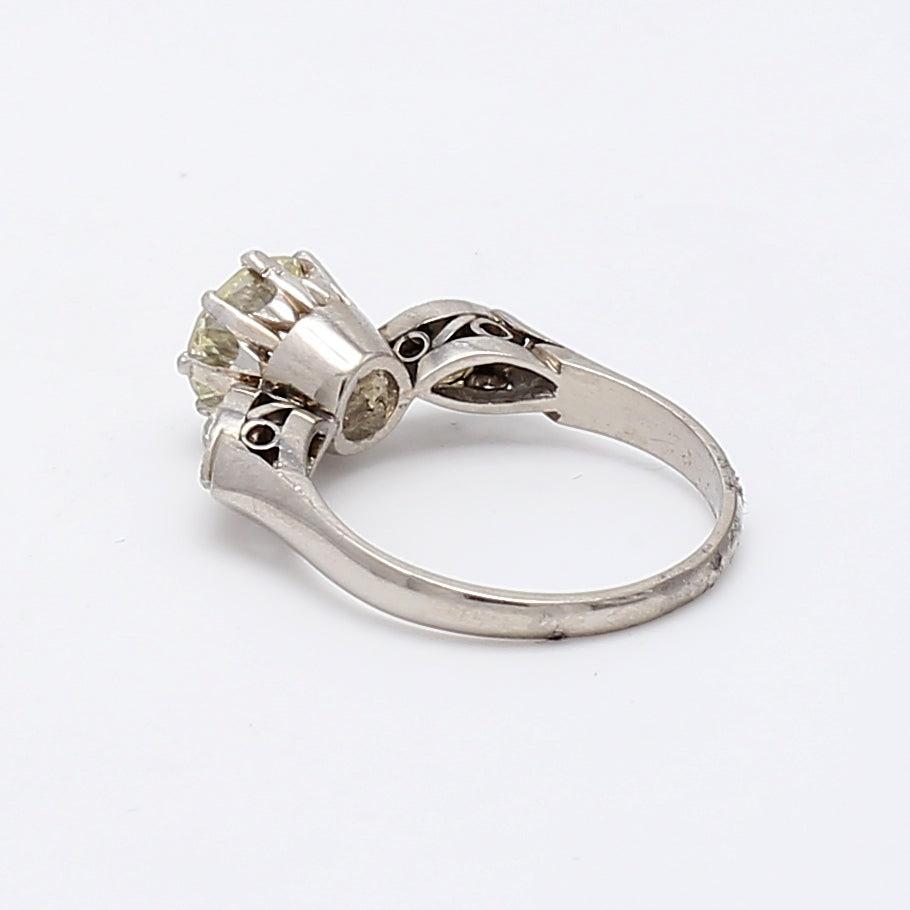 1.20 Carat Old Minor Cut K-VS1 Diamond Platinum Three-Stone Ring