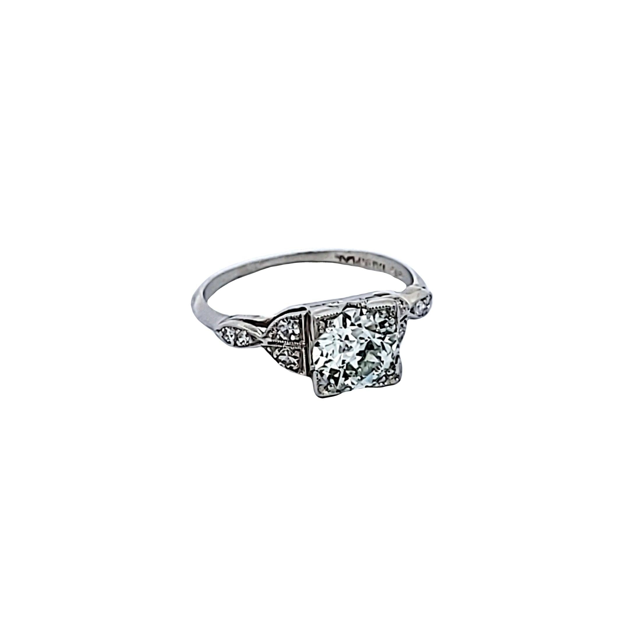 1.22 Carat Old European Cut J-I VS1-SI1 Diamond Platinum Engagement Ring