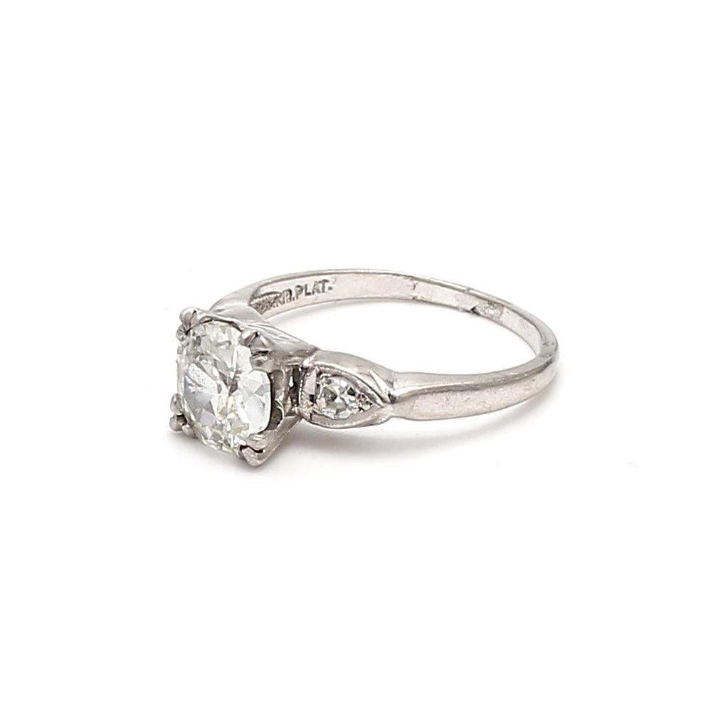 1.24 Carat Circular Brilliant Cut J-SI2 Diamond Platinum Engagement Ring