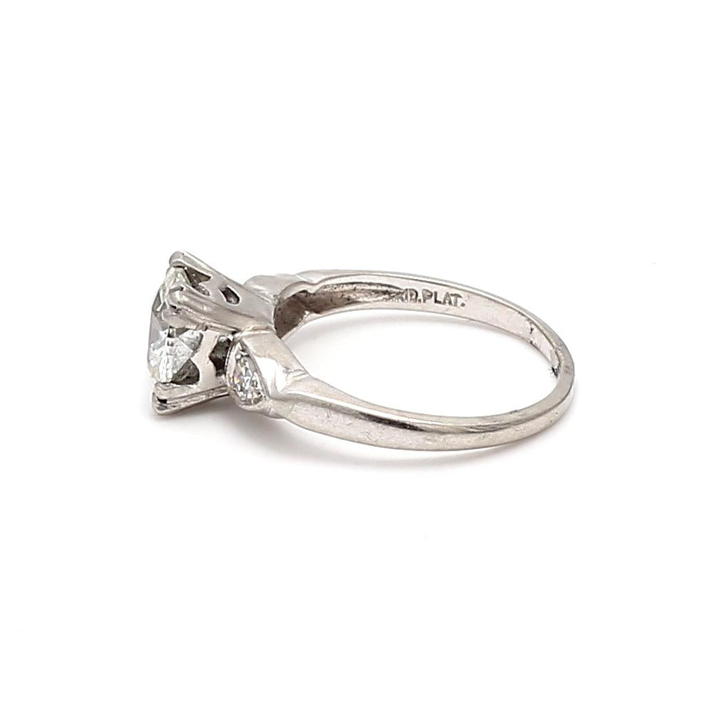 1.24 Carat Circular Brilliant Cut J-SI2 Diamond Platinum Engagement Ring
