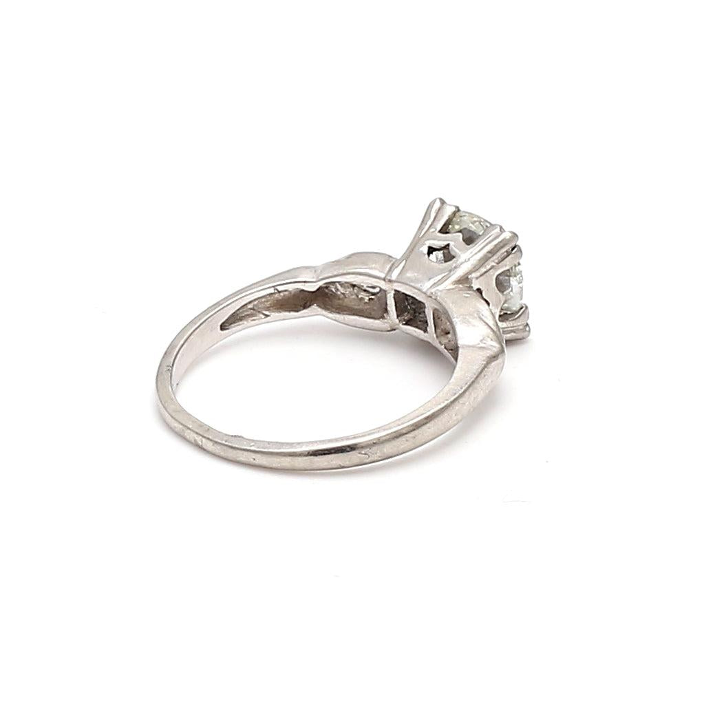 1.24 Carat Circular Brilliant Cut J-SI2 Diamond Platinum Engagement Ring