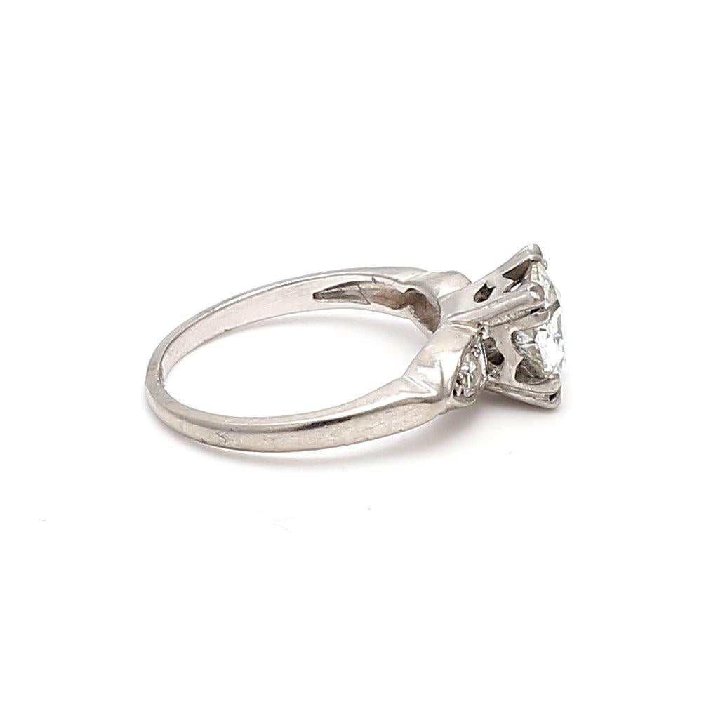 1.24 Carat Circular Brilliant Cut J-SI2 Diamond Platinum Engagement Ring