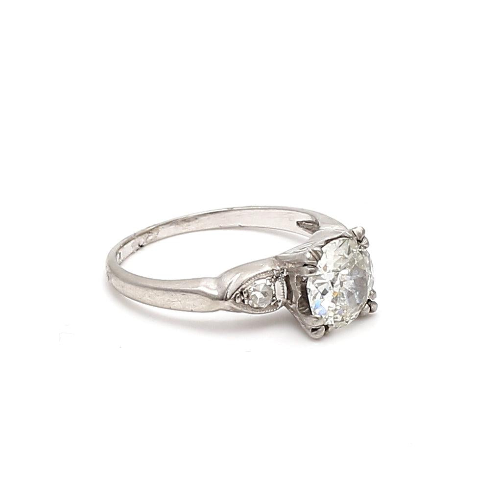 1.24 Carat Circular Brilliant Cut J-SI2 Diamond Platinum Engagement Ring