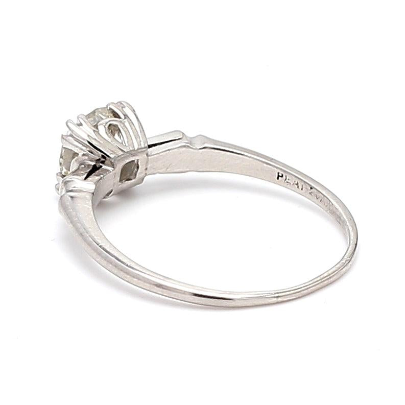 1.24 Carat Old European Cut Shape J-VS1 Diamond Platinum Engagement Ring
