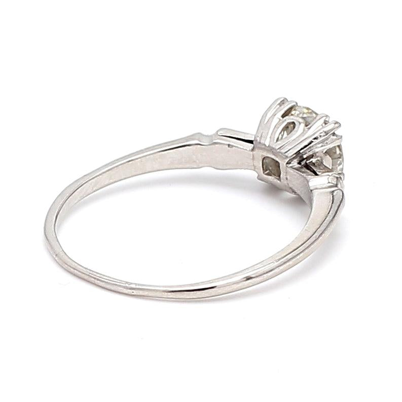 1.24 Carat Old European Cut Shape J-VS1 Diamond Platinum Engagement Ring