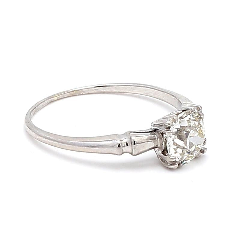 1.24 Carat Old European Cut Shape J-VS1 Diamond Platinum Engagement Ring