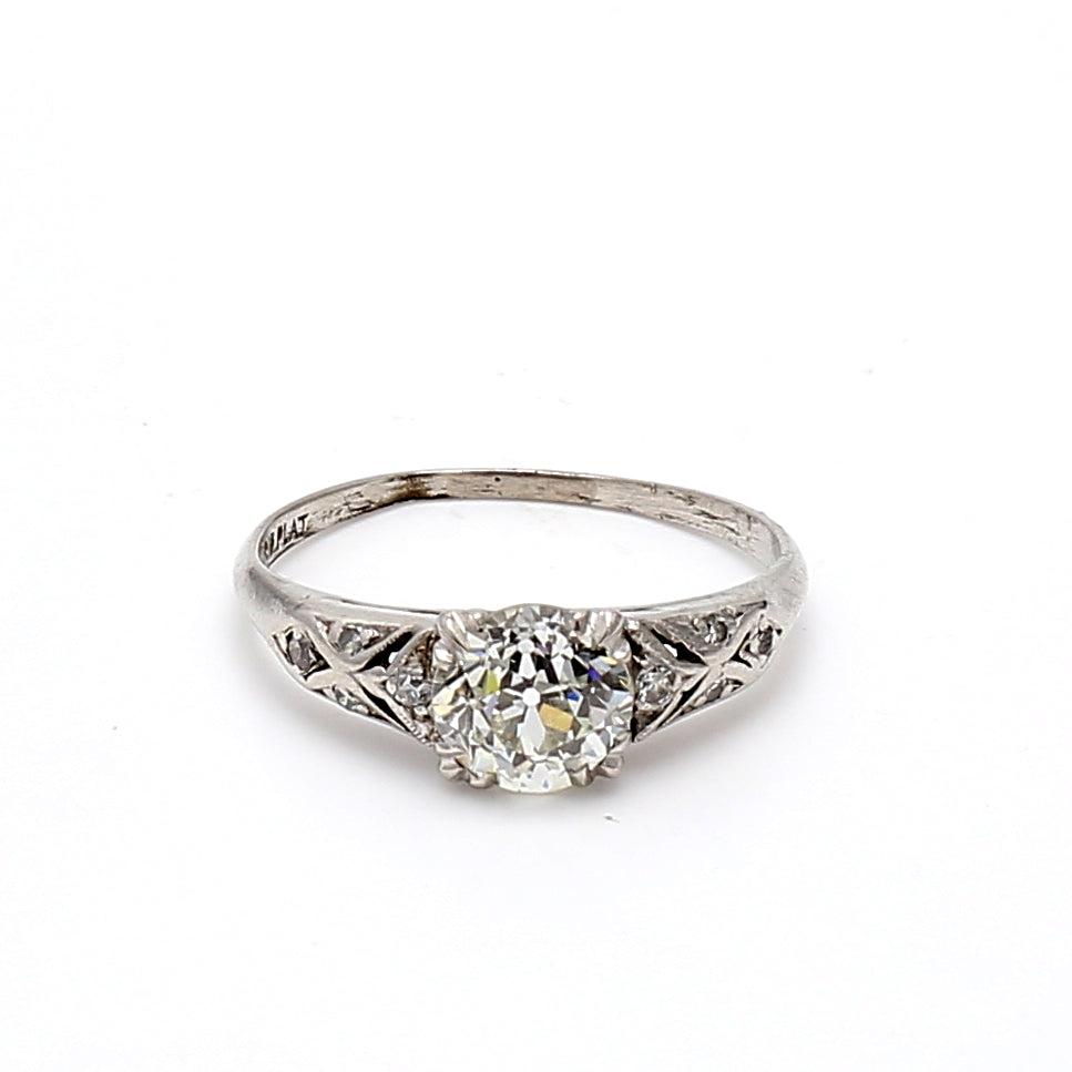 1.25 Carat Old European Cut K SI2 Diamond Platinum Engagement Ring