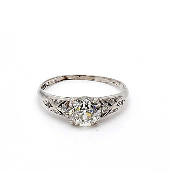 1.25 Carat Old European Cut K SI2 Diamond Platinum Engagement Ring