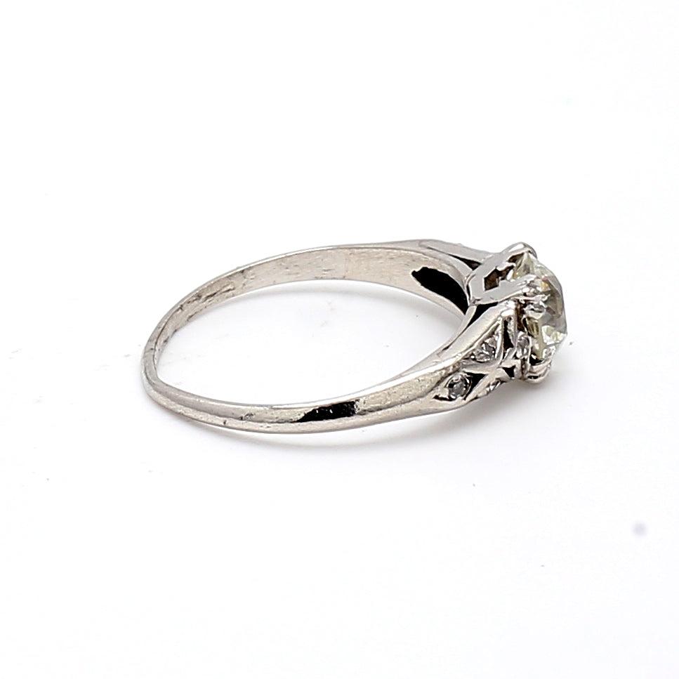 1.25 Carat Old European Cut K SI2 Diamond Platinum Engagement Ring